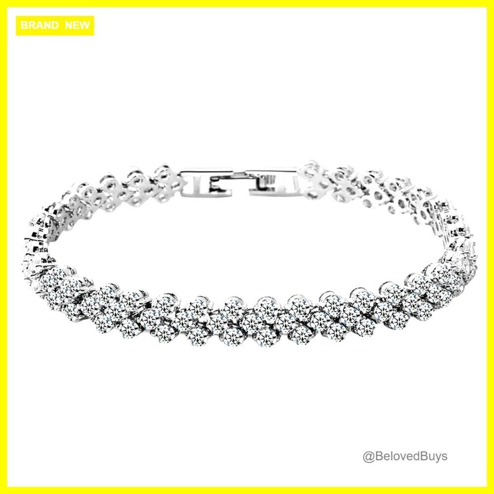 925 Sterling Silver Wavy Hollow Bangle Bracelet Vintage Fashion Jewelry